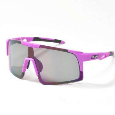 Imagem de HNJOKE Óculos de sol esportivos, óculos de beisebol masculinos e femininos, softball, ciclismo, praia, vôlei, bicicleta, corrida, pesca, óculos para dirigir (armação roxa - lente espelhada roxa)