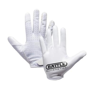 Imagem de Battle Luvas receptoras de futebol Sports Doom Speed, palma superStick, material de ajuste preciso, adulto e jovem (branco, 3GG, adulto)