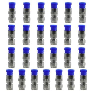 Imagem de Runseaway Conector de compressão coaxial tipo RG6 F, adaptador coaxial azul para TV via satélite, modem a cabo, instalações aéreas