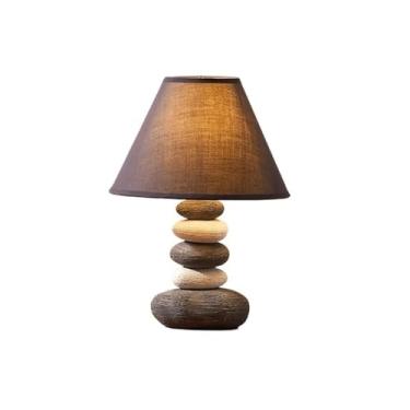 Imagem de Abajur de cabeceira Luminária de cabeceira cerâmica e tecido, criativa, aconchegante, para sala estar, quarto, mesa, ornamentos decorativos(Pequeno)