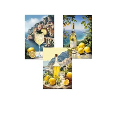 Imagem de EIBEILI Kits de arte de diamante para adultos, pacote com 3 kits de pintura de diamante Limoncello para iniciantes redondos 5D broca completa pontos de diamante artesanato para decoração de parede de