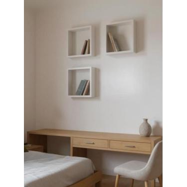 Imagem de Kit de 3 Nichos 30cm Mdf Branco - On Móveis