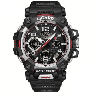 Imagem de Relógio Digital Masculino à Prova De água 5atm Duplo Display Esportivo Quartzo Prateado Preto