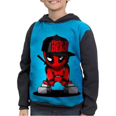 Imagem de Casaco Moletom Infantil Mini Deadpool Cartoon Face - smoke, Preto, 2