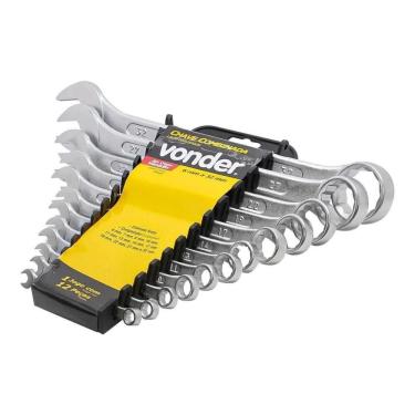 Imagem de Kit Jogo De Chaves Combinadas Aço Cromo Vanadio Profissional 12 Peças 6mm a 32mm Vonder