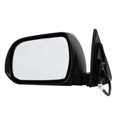 Imagem de Espelho lateral do motorista compatível com Toyota Highlander 2008-2013 3 pinos com vidro elétrico manual dobrável preto retrovisor lateral esquerdo substitui TO1320245