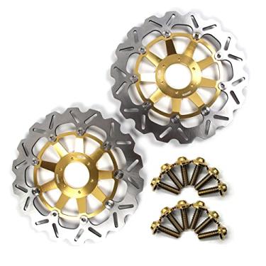 Imagem de Arashi Discos de freio dianteiro Rotores com parafusos de montagem para Honda CBR1100XX 1999-2007, CB1284 CB1300 2000-2003, acessórios de substituição de motocicleta dourados