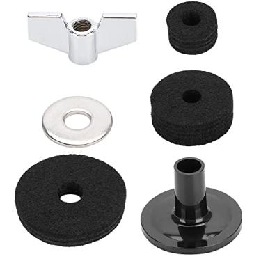 Imagem de Mingzhe Conjunto de Tambor de 18 Peças, Kit de Feltro de Prato Durável, , Antiderrapante, Copo de Embreagem de Chapéu Alto, Feltro para a Maioria Dos Conjuntos de Tambor (Preto)