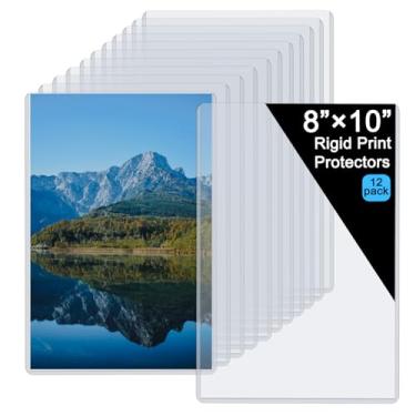 Imagem de Protetores de folha de plástico rígido de 20,3 x 25,4 cm, capas de papel, capas para fotos, suporte de documentos de plástico rígido, protetor de certidão de nascimento (pacote com 12)