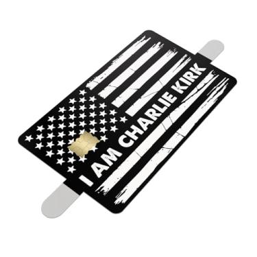 Imagem de Adesivo de cartão de crédito com bandeira envelhecida I Am Charlie Kirk – Pacote com 3 adesivos de capa de cartão de vinil – Embrulho patriótico Memorial Solidário – Decalques duráveis com impressão
