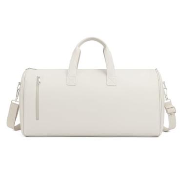 Imagem de Dynamart Bolsa Porta Terno de Viagem, Nylon Impermeável, Grande 60L, com Compartimento para Sapatos e Roupas, Dobrável, Alça Ajustável, 60x32x30 cm (Bege)
