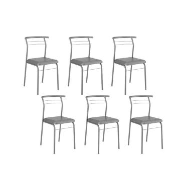 Imagem de Cadeira Sala De Jantar 1708 Aço Kit 6 Uni Preto-courano Preto - Carraro