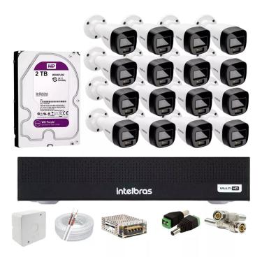 Imagem de Kit Intelbras 16 cameras  Full Color Vhd 1120b, Dvr Mhdx 1016, C/ HD 2tb