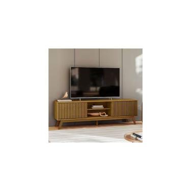 Imagem de Rack Fox 180cm Ripado Tv Até 65 Polegadas Olivar Móveis Cedro