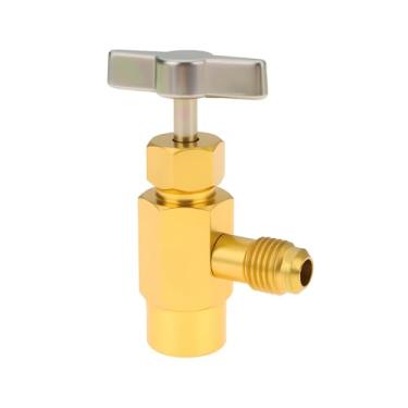 Imagem de Micro Traders 1 abridor de lata de refrigerante R134A 1/5.1 cm Acme fêmea para 1/10.2 cm SAE macho para válvula de garrafa de refrigerante de ar condicionado de carro