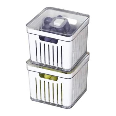 Imagem de Organizador Geladeira, Kit 4 Organizador de Geladeira 2,8 Litros Cesto Com Tampa Multiuso Alimentos Verduras TranslúCido(2 Organizador)