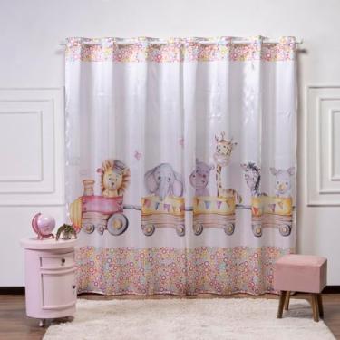 Imagem de Cortina Infantil 3,00x2,20 Estampada Tecido Cetim (Trenzinho)