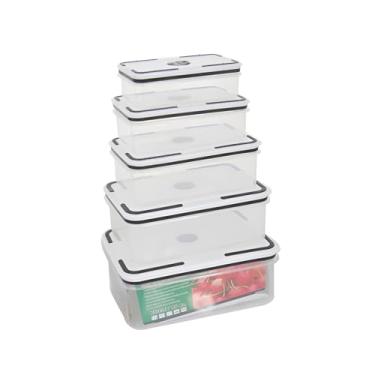 Imagem de Kit 5 Potes Herméticos Premium com Tampa Vedante – Resistentes, Empilháveis, Transparentes | Freezer, Micro-ondas e Lava Louças | 490ml a 2900ml – Durabilidade, Organização e Praticidade.