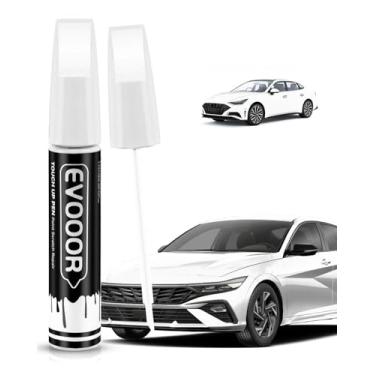Imagem de EVOOOR Tinta de retoque compatível com Hyundai Exact Match 2 em 1 Tinta de retoque para reparo de lascas e cortes (gelo/quartzo branco pérola tricoat (W8/WW8))