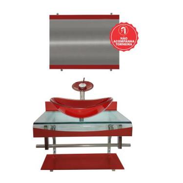 Imagem de Gabinete de Vidro 70cm para banheiro Holanda  - EKASA, Vermelho Ferrar