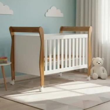 Imagem de Berço que vira cama com Colchão - Estrela - MobiBaby