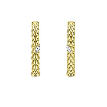 Imagem de Rockyu Brincos femininos de argola de corda oval de aço inoxidável dourado e prata com detalhes de diamante, design clássico, presente para aniversário