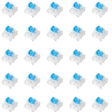 Imagem de TAODAN 25 peças de teclado mecânico de 3 pinos 50gf interruptor azul peça de substituição compatível com a maioria das configurações de interruptor de teclado mecânico estilo MX