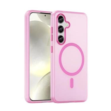 Imagem de MVVKKY Capa transparente à prova de choque para Galaxy S24FE, capa magnética fosca com carregamento sem fio e proteção contra choque (para Galaxy S24FE/rosa)