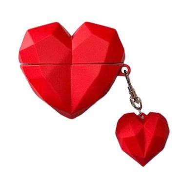 Imagem de JLSDBMZ Capa fofa para Samsung Galaxy Buds 3/Buds 3 Pro, design requintado de desenho animado de coração vermelho 3D, capa de silicone Kawaii, capa de fone de ouvido macia para meninos e meninas