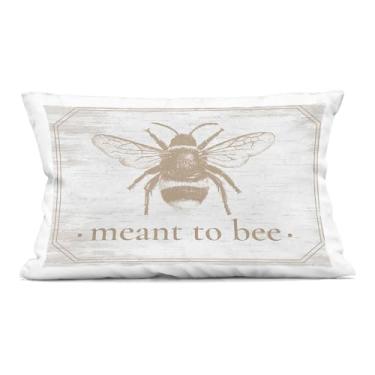 Imagem de Stupell Industries Meant to Bee Almofada decorativa estampada com borda rústica, design por letras e forrado