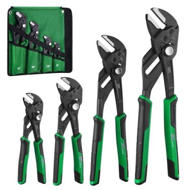 Imagem de SK Conjunto de chaves de alicates de 4 peças, alicate de mandíbula lisa paralela ajustável, 15 cm, 19 cm, 25 cm, 30 cm, construção CR-V premium, com bolsa de rolamento