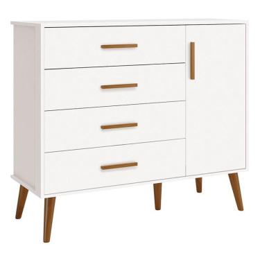Imagem de Cômoda Infantil Isis 1 Porta E 4 Gavetas Branco - Reller Móveis Branco