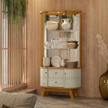 Imagem de Cristaleira com Led e Portas de Vidro 90x160cm Moss Madetec Cumaru Opala