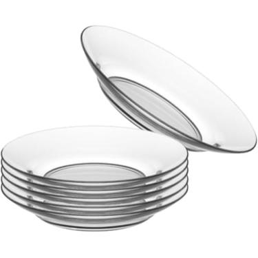 Imagem de Conjunto de 6 Pratos Fundos em Vidro, 22cm, Design Liso Moderno, Resistente, Compatível com Micro-ondas e Lava-louças, para Refeições
