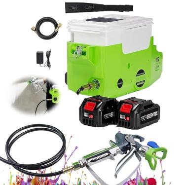 Imagem de Pulverizador De Tinta Parede Sem Fio Alta PressãO 500W, Pistola De PulverizaçãO Parede (Velocidade 6 Marchas) + Mangueira De 1,5 M + Bateria De LíTio 2 X 5000 Mah, Capacidade De 1,7 L