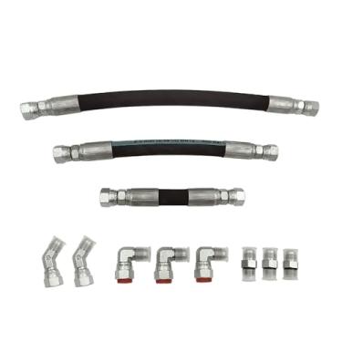 Imagem de Conjunto de mangueiras HPOP de bomba de óleo de alta pressão 9497HP3, para Ford 94-97 7.3L para Powerstroke Direct Replacement Conjunto completo de 3 mangueiras, inclui crossover com escudo térmico
