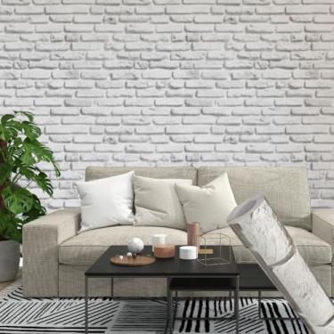 Imagem de Papel Adesivo Parede Contact Tijolinho Branco 3D 10 metros = 2 Rolos de 5m X 45cm Sala/Quarto