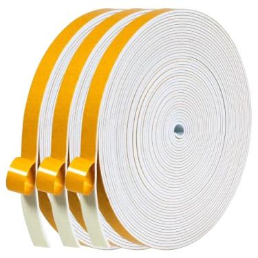 Imagem de Faixa de vedação de porta de decapagem climática, fita de espuma autoadesiva, tira de vedação contra clima, para vedação de lacuna, 1/10.2 cm x 1/40.6 cm x 50Ft branca