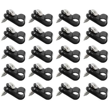 Imagem de Lamvbls 120 peças de grampo tipo R de 1/10.2 cm, clipe de montagem estilo P com parafusos para gerenciamento de fios, clipe de cabo de nylon preto