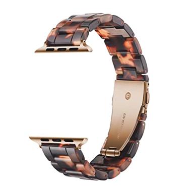 Imagem de MaKTech Pulseira de Resina de Peso Leve com Fecho de Aço para Apple Watch Série 11/10/9/8/7,Ultra 3/2/1,SE 3/2/1 [2025] (46mm/45mm/44mm/49mm,Tom de Tartaruga)