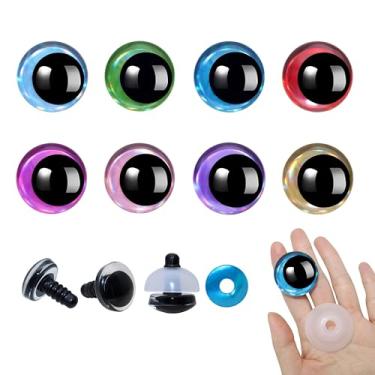 Imagem de 96 peças de olhos e arruelas de segurança com glitter 3D de 16 mm para crochê Amigurumi - Thalinfayi 8 cores laser preto olhos de segurança para crochê animais artesanato decoração de Páscoa