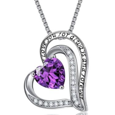Imagem de Colares com pingente de cristal de pedra do mês de nascimento para mulheres, presente de aniversário dos namorados, dia das mães, colar de namorada, joia de coração de filha, aniversário para ela, ON