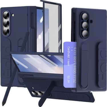 Imagem de NINKI Capa Stylus para Samsung Galaxy Z Fold 7 com suporte para caneta e alça de pulso, carteira integrada com compartimento para cartão, dobradiça de corpo inteiro + capa de proteção de tela para