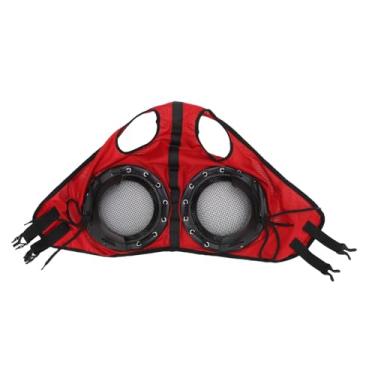 Imagem de aqxreight Óculos de Cavalo Vermelho Respirável à Prova de à Prova de Areia Capa de Olho de Cavalo Com Meia Capa Destacável para Equipamentos de Corrida de Cavalos