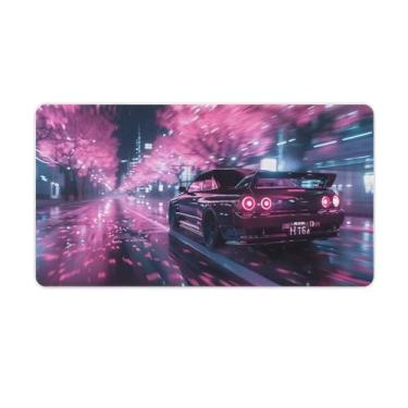 Imagem de HouLaiZhe JDM Tapete de mouse grande para jogos JDM carro S14 flores de cerejeira esportes velocidade condução escrivaninha base de borracha antiderrapante acessórios de computador laptop suprimentos