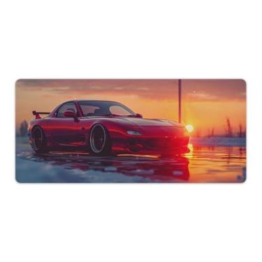 Imagem de HouLaiZhe Sunset Rx7 JDM Carro Grande Gaming Mouse Pad Tapete de Mesa Base de Borracha Antiderrapante Laptop Acessórios de Computador Suprimentos Bloco de Escrita para Escritório Casa 40 x 90 cm