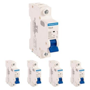 Imagem de Kit 5 Disjuntor 6A Unipolar Tramontina TDJ3 Curva C 3kA