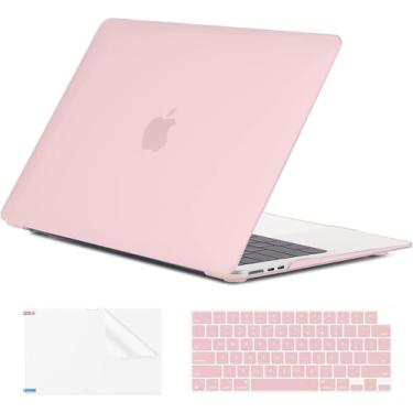 Imagem de EooCoo Capa compatível com MacBook Air 34.5 cm M4 2025 2024-2022 M3 M2 A3240 A3113 A2681, capa rígida + capa de teclado + pano de polimento + protetor de tela para Mac Air 13 - rosa empoeirado
