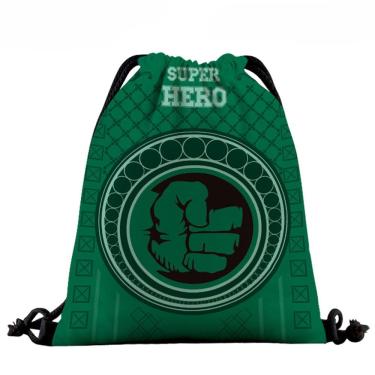 Imagem de Mochila com cordão Anime Green Hulks 39x32cm algodão-poliéster