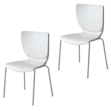 Imagem de Kit 2 Cadeiras Empilháveis Base Aço Tubular Mono - Prima Design